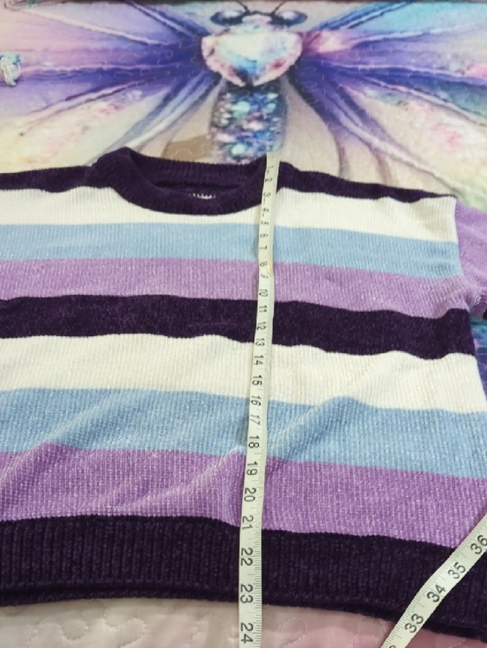 Size S George Striped Velour Crew Neck Sweater โ Cozy Retro Vibes โจ - Picture 13 of 16